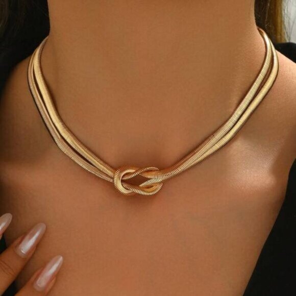 Jewelry - 18K Gold Filled Knot Choker Necklace | 15.7" + 2.8"